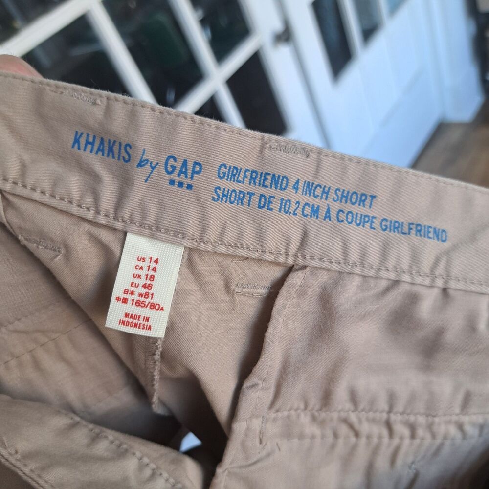 NEW Gap The Girlfriend Khaki Chino Shorts Womens Size 14 Large Tan 4" Inseam - Picture 5 of 8